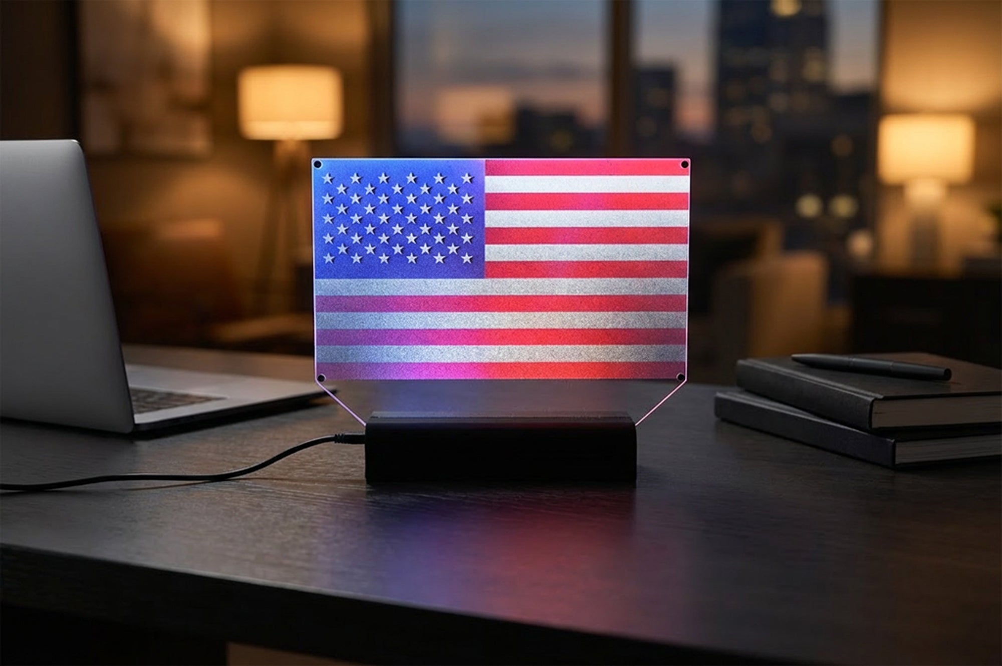 Multi Colored US Flag Lamp