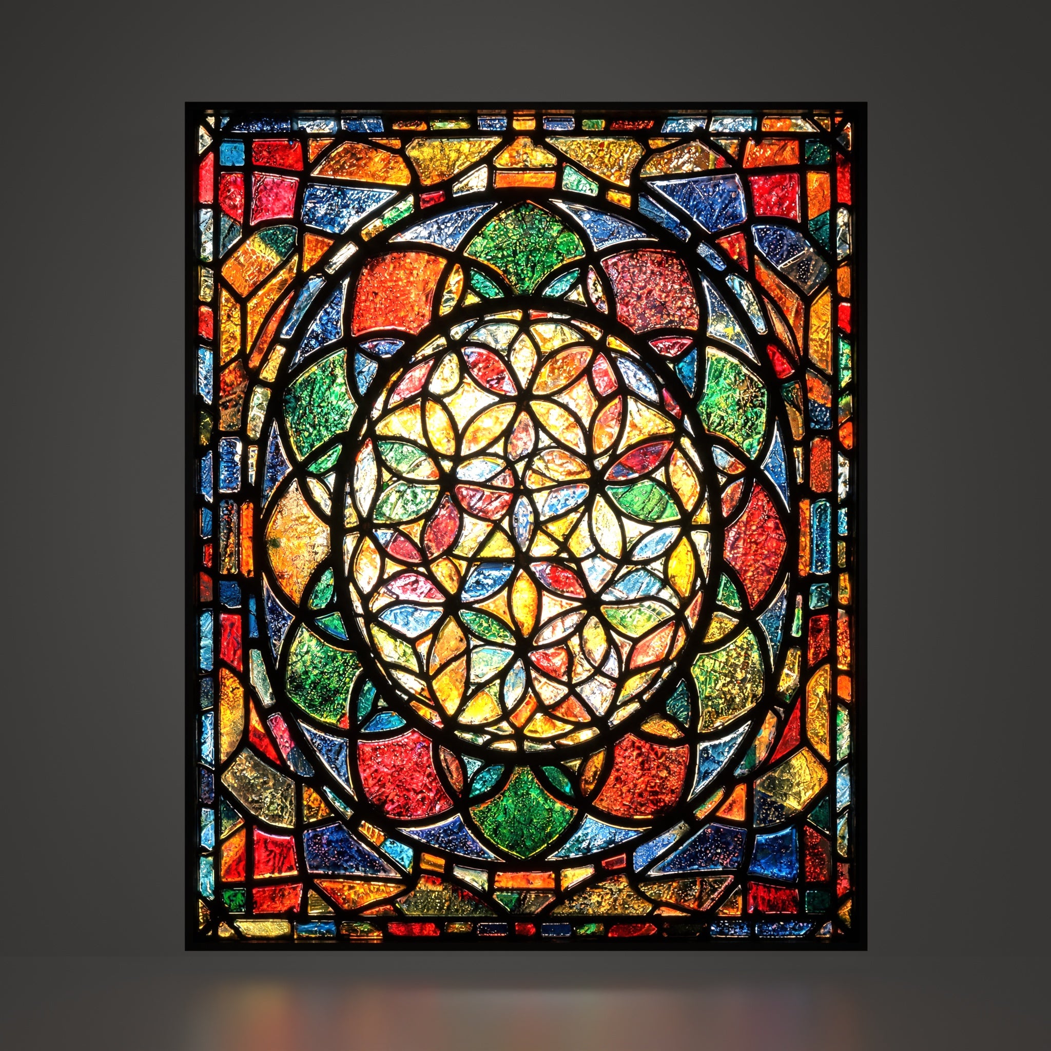 Flower of Life luminous wall art dark frame Luminity