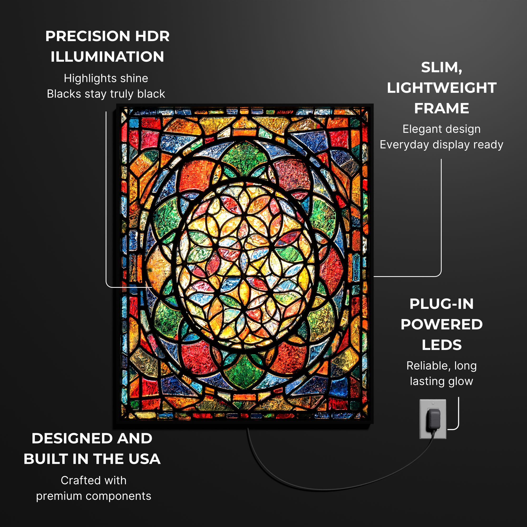 Flower of Life luminous wall art specifications Luminity