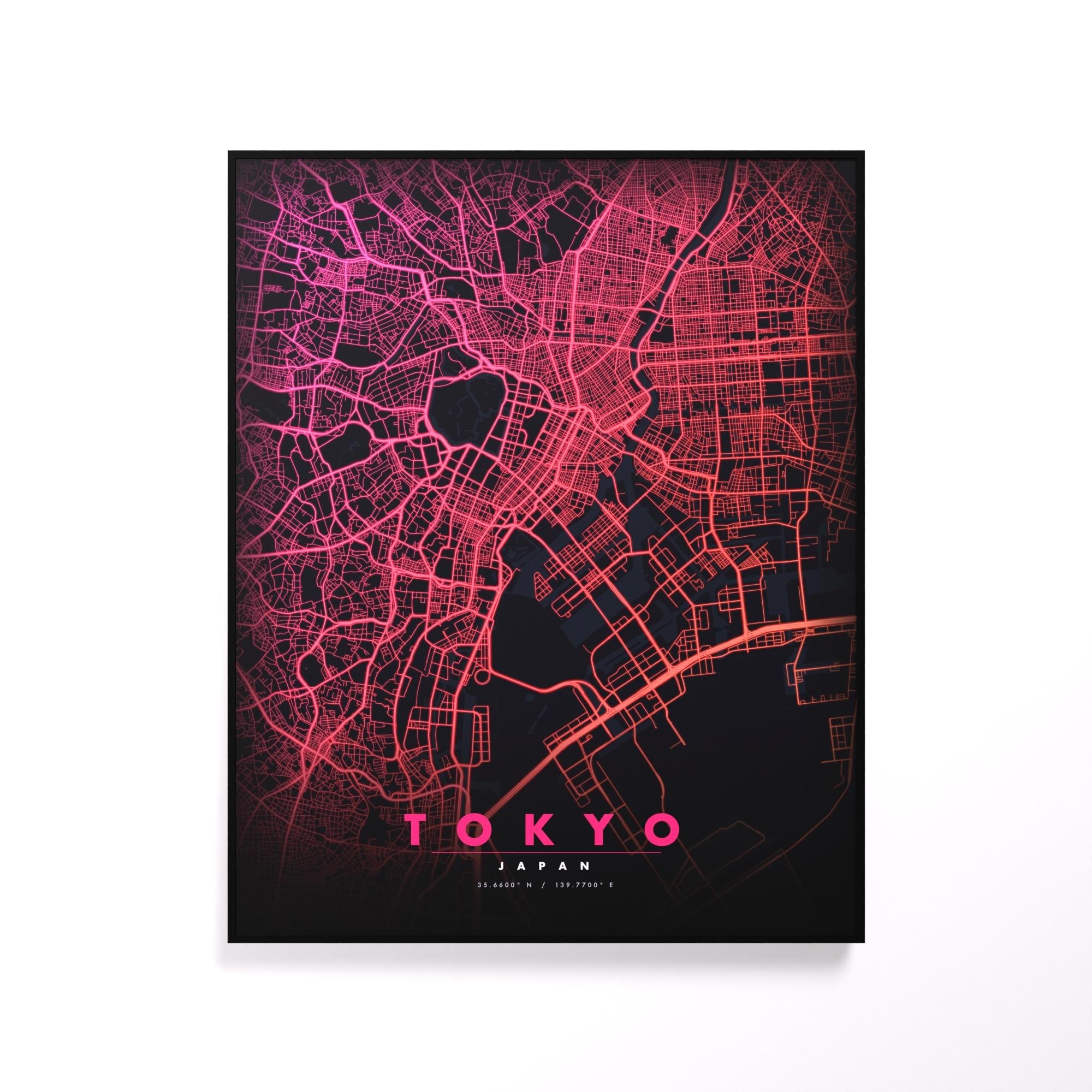 Tokyo City Map luminous wall art glowing on wall LuminityCo