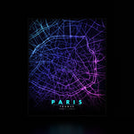 Paris City Map luminous wall art dark frame LuminityCo