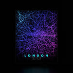 London City Map luminous wall art dark frame LuminityCo