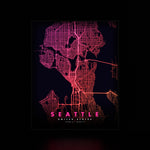 Seattle City Map luminous wall art dark frame LuminityCo