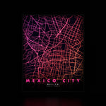 Mexico City Map luminous wall art dark frame LuminityCo