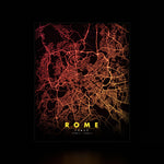 Rome City Map luminous wall art dark frame LuminityCo