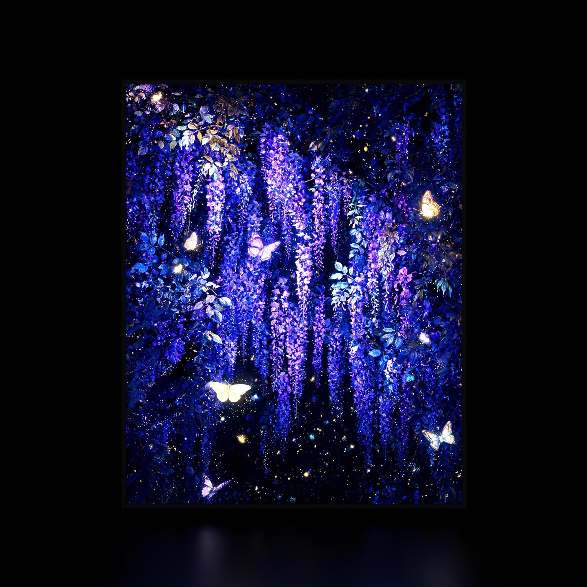 Wisteria luminous wall art dark frame LuminityCo