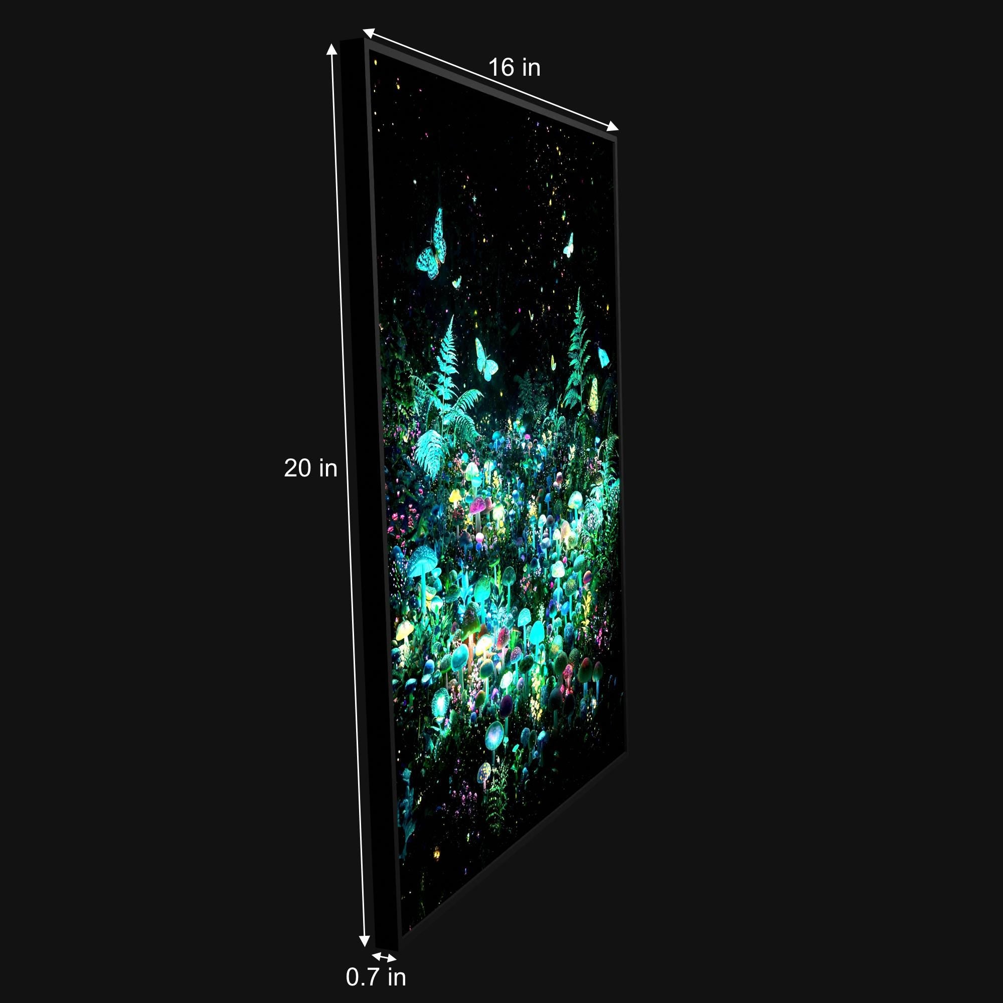 Mushroom Forest luminous wall art size reference 20 by 16 inches LuminityCo