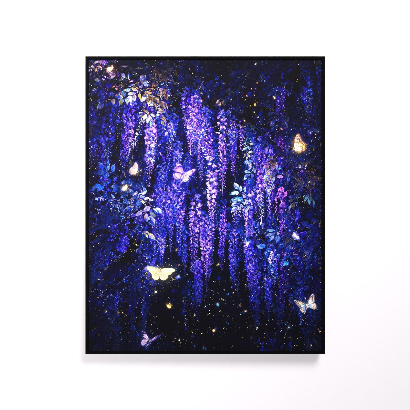 Wisteria luminous wall art white frame LuminityCo