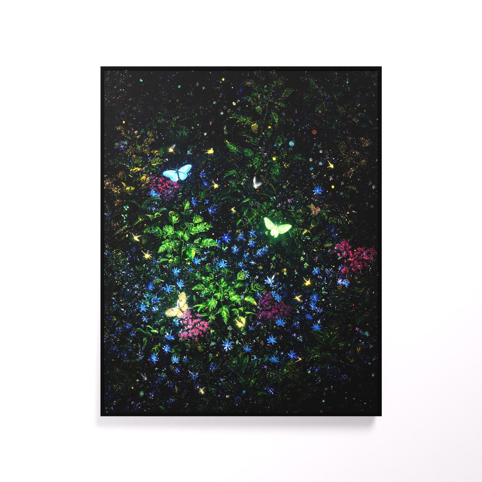 Butterfly Garden luminous wall art white frame LuminityCo