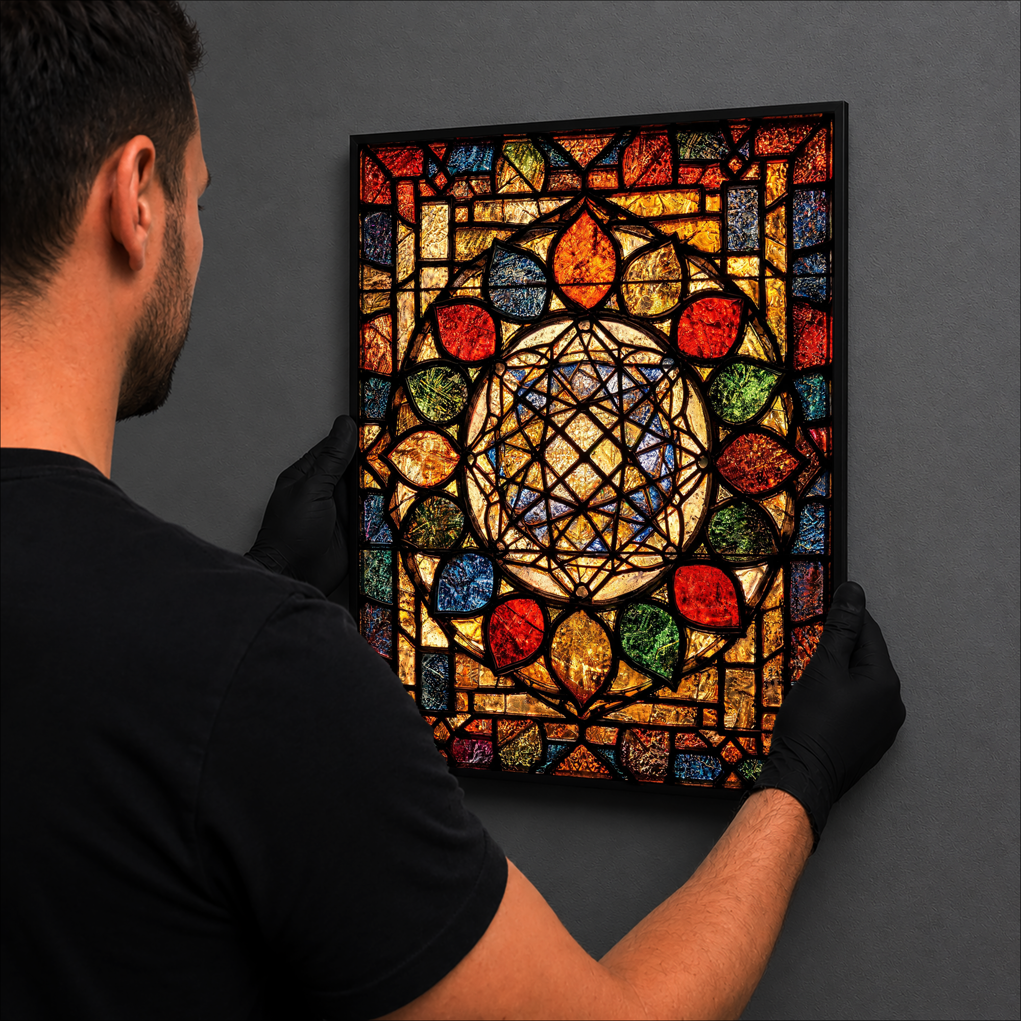 Metatron's Cube luminous wall art hanging on wall Luminity