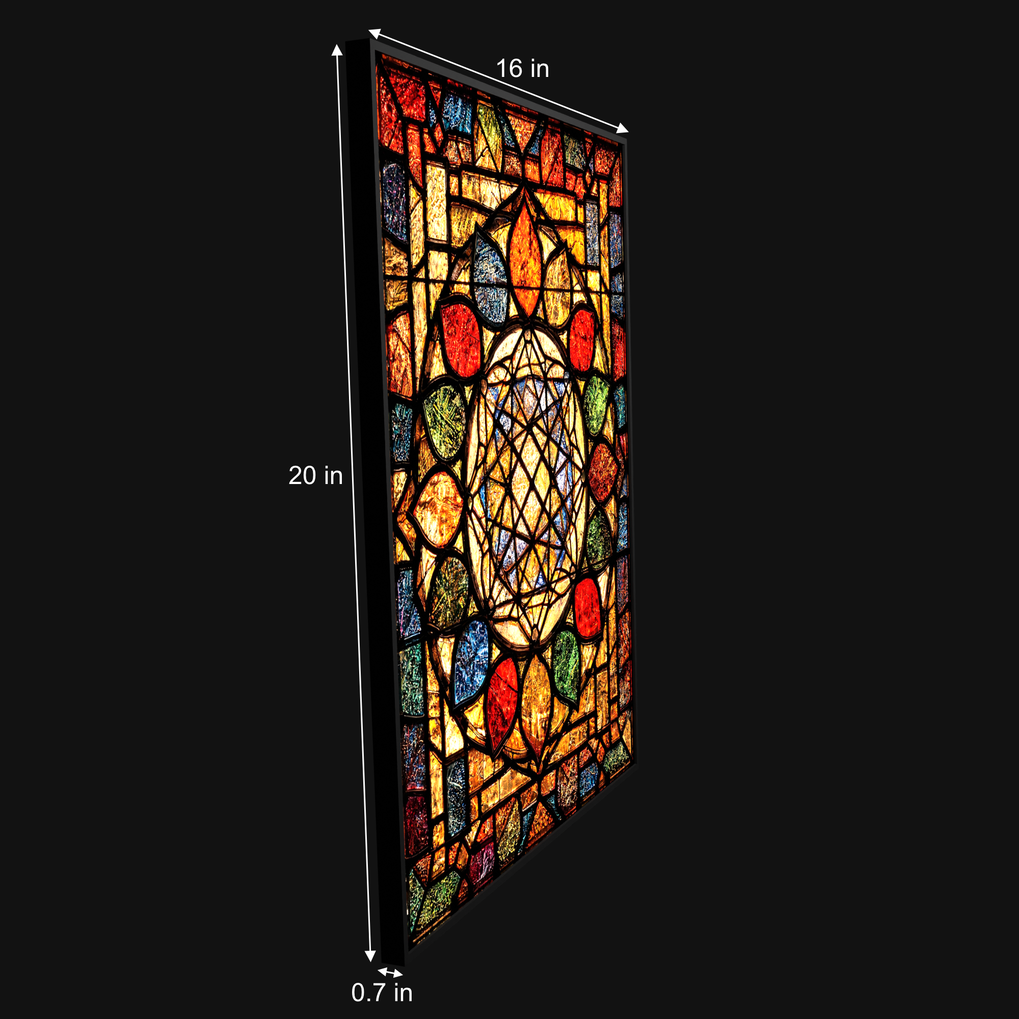 Metatron's Cube luminous wall art size reference 20 by 16 inches Luminity