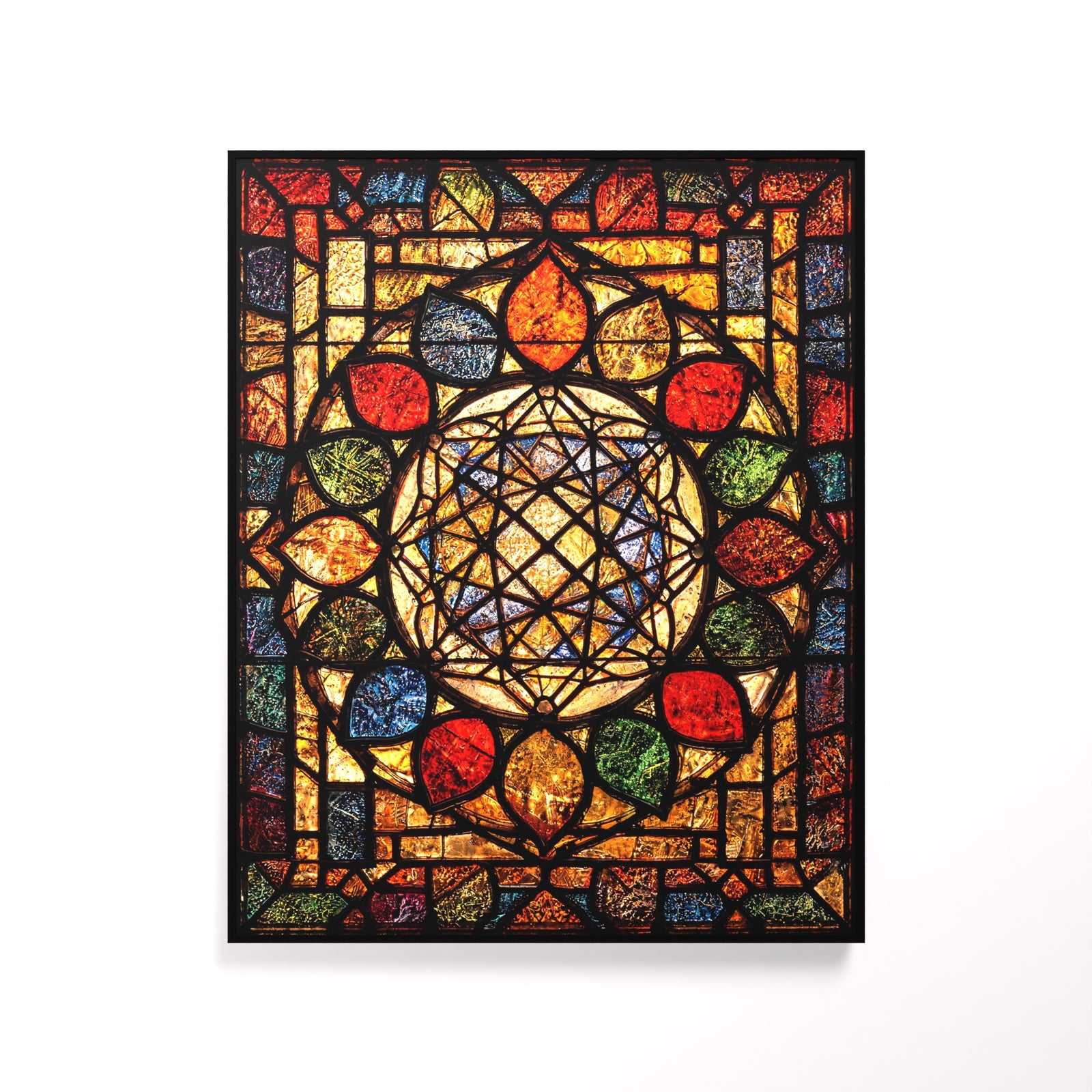 Metatron's Cube luminous wall art white frame Luminity