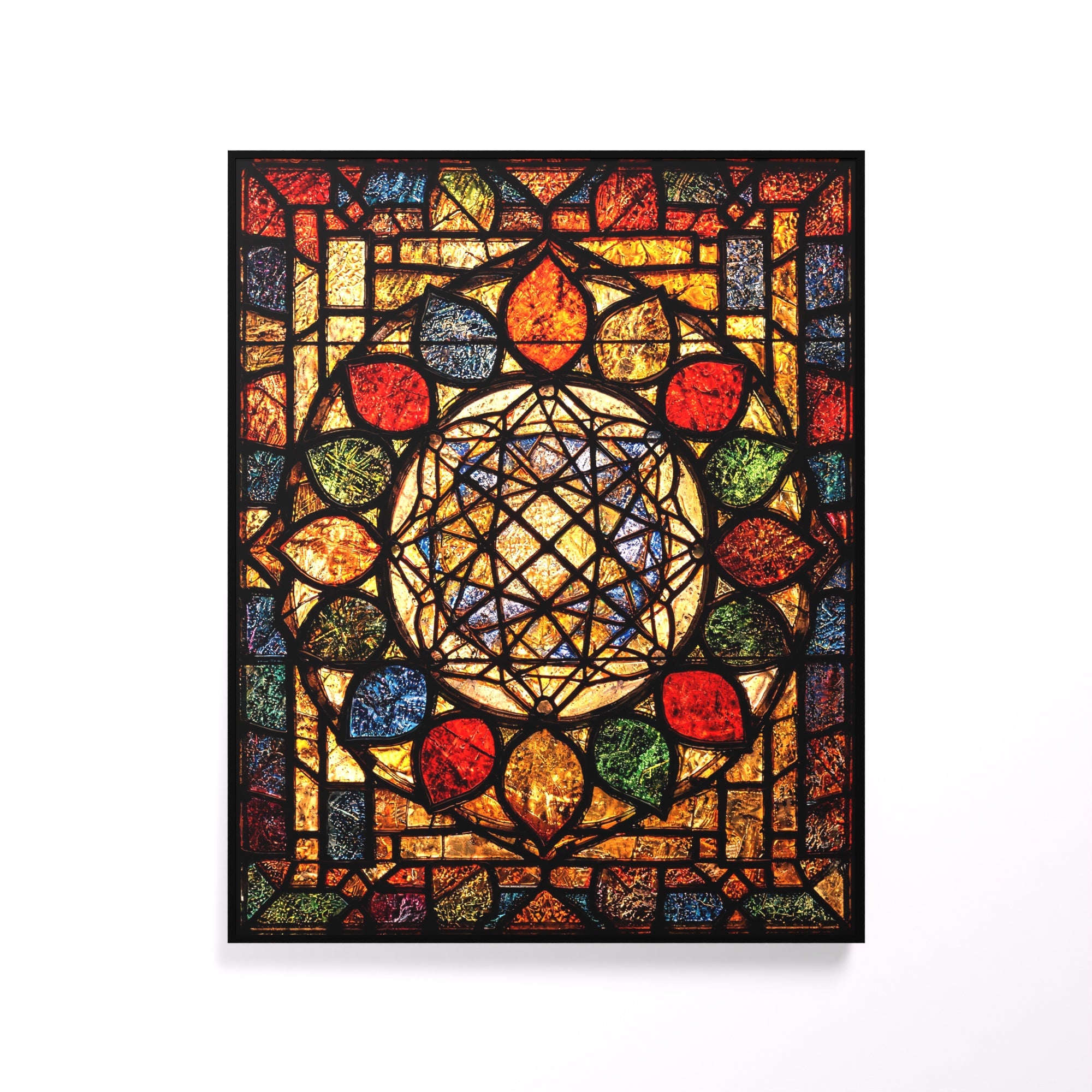 Metatron's Cube luminous wall art white frame Luminity