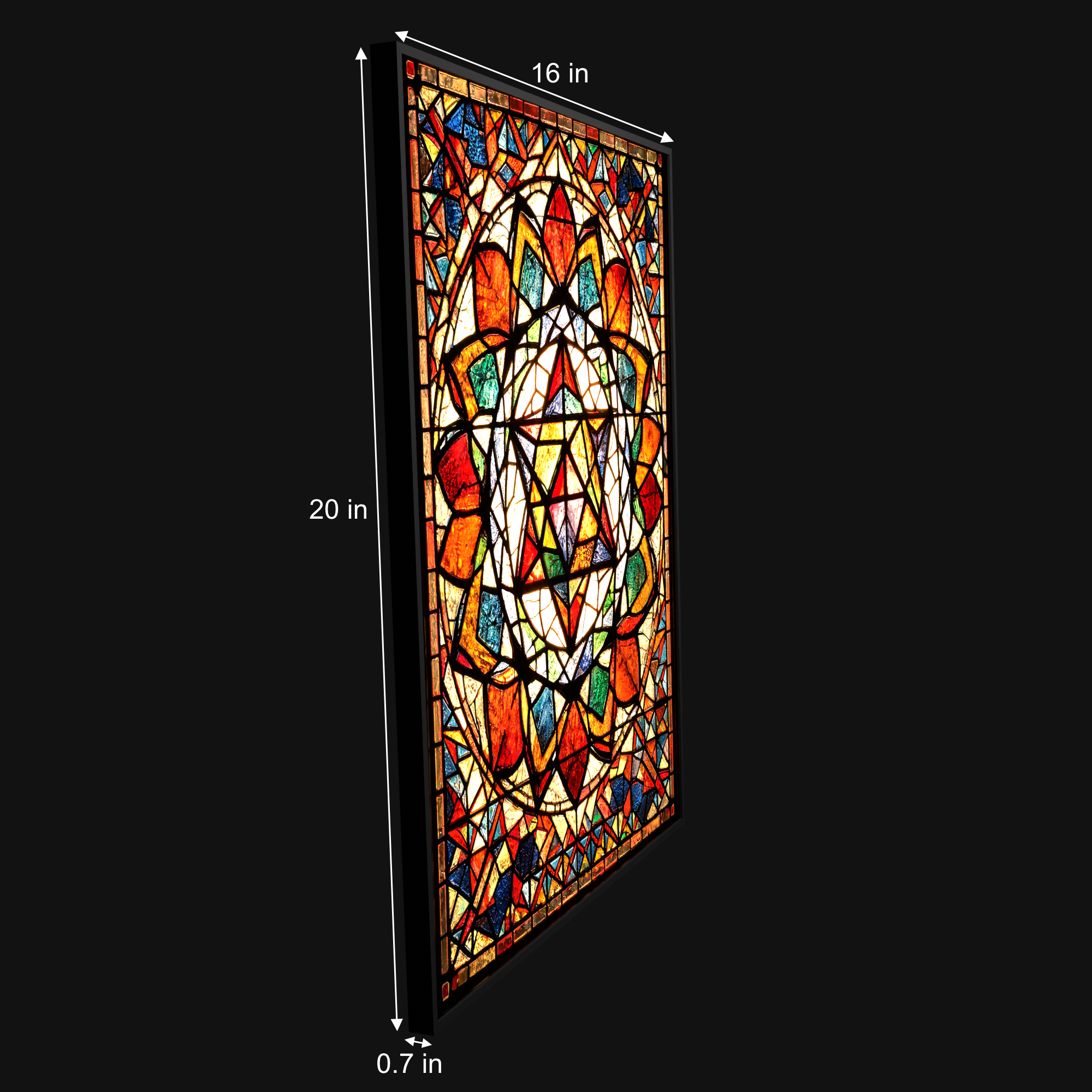 Merkaba luminous wall art size reference 20 by 16 inches Luminity