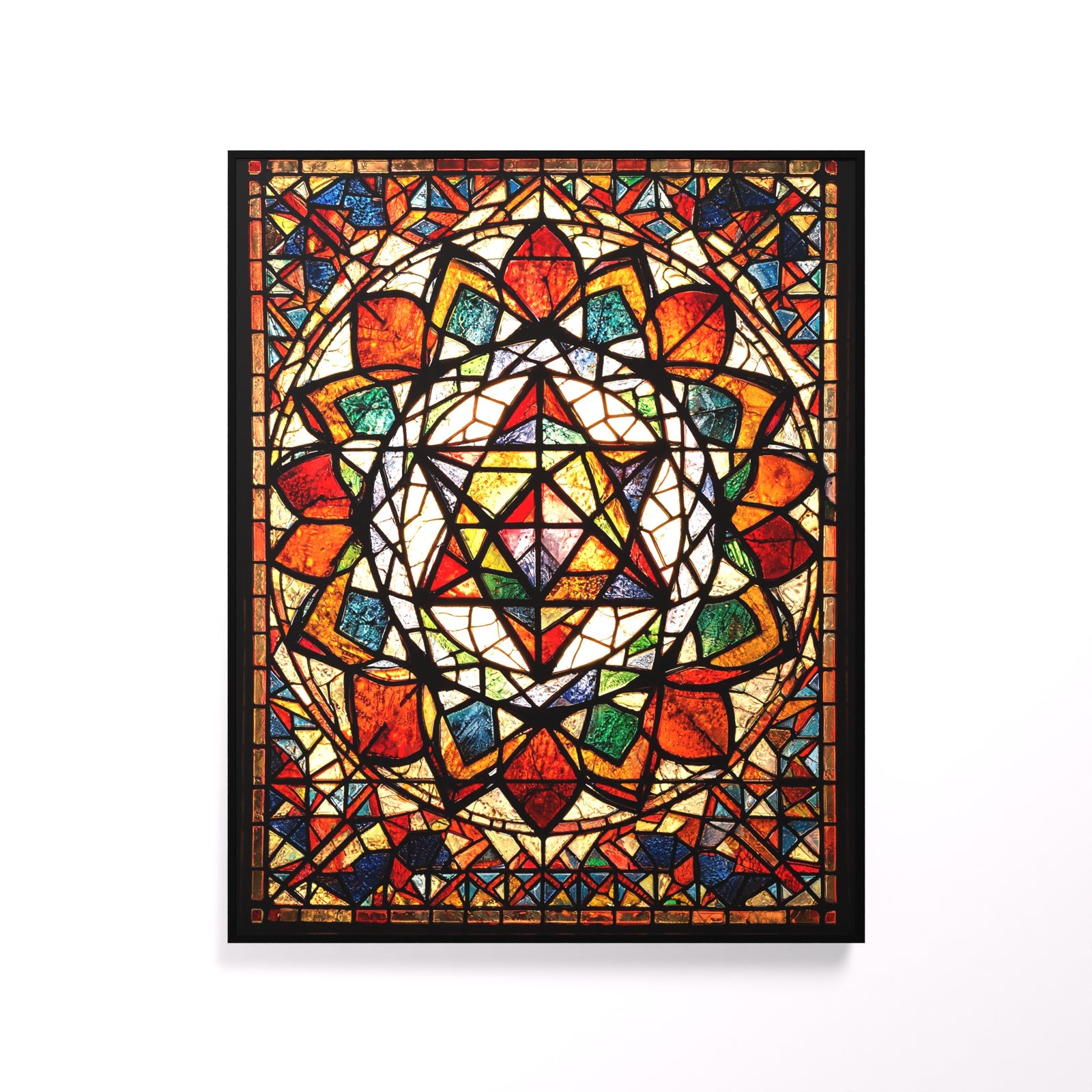 Merkaba luminous wall art white frame Luminity