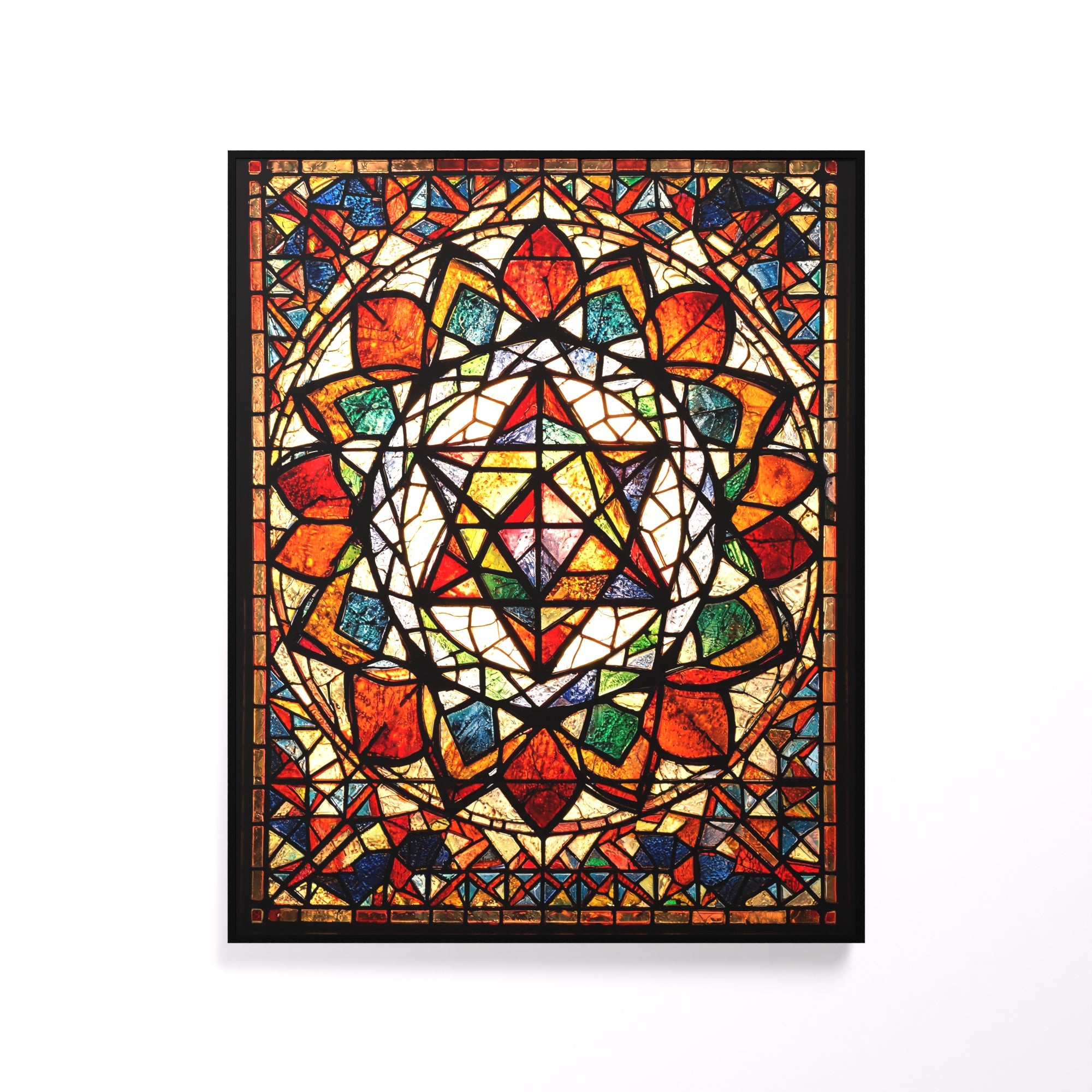 Merkaba luminous wall art white frame Luminity