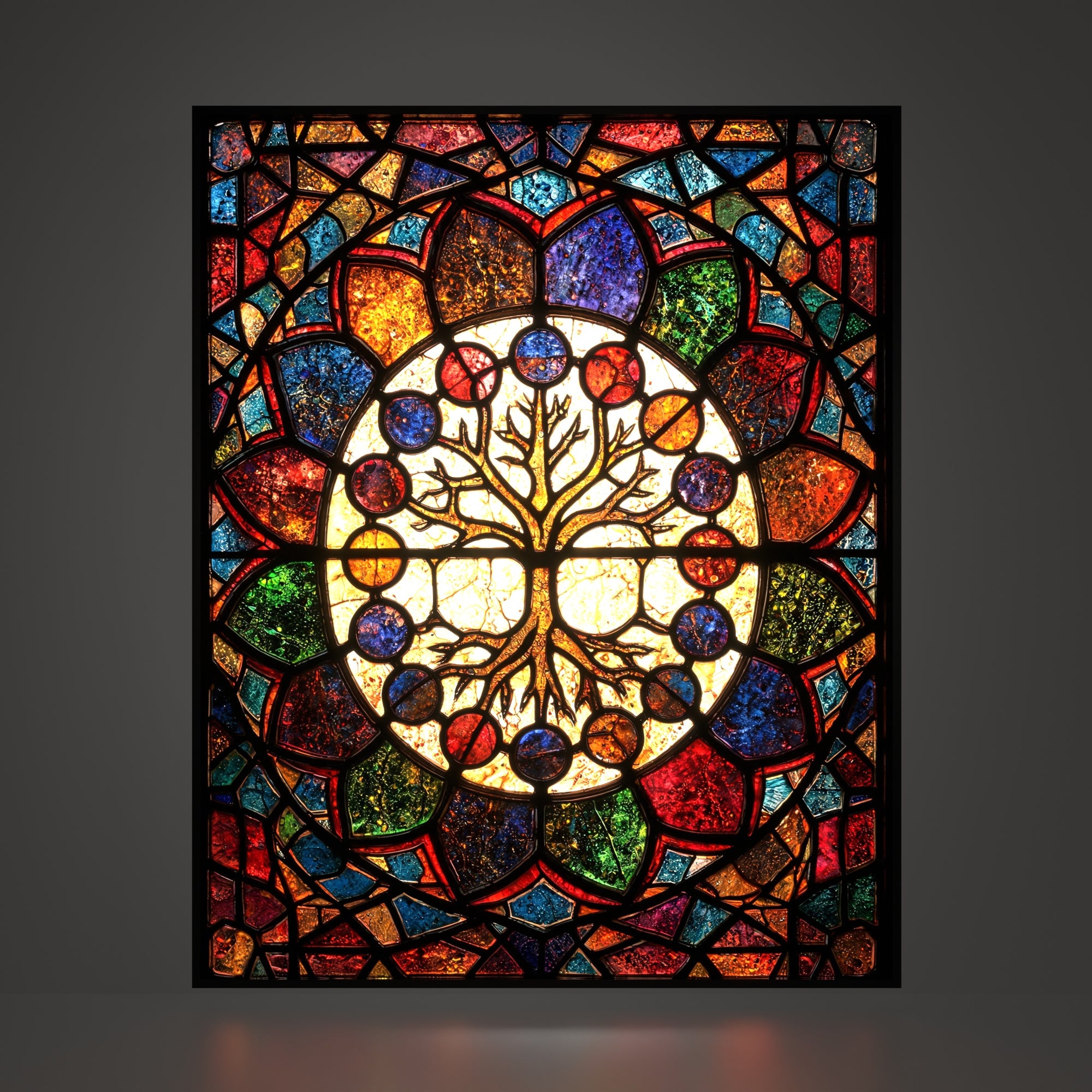 Tree of Life luminous wall art dark frame Luminity