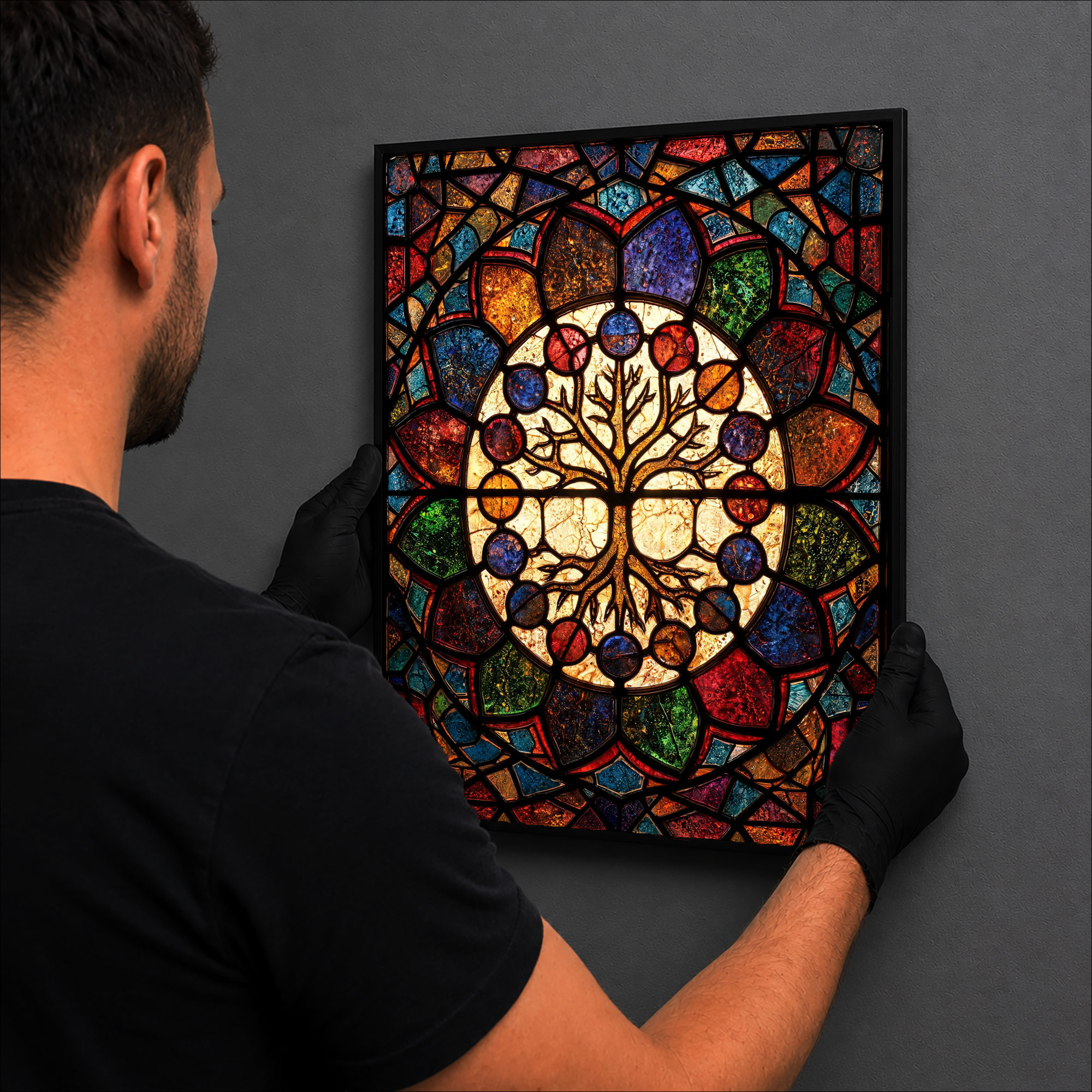 Tree of Life luminous wall art hanging on wall Luminity
