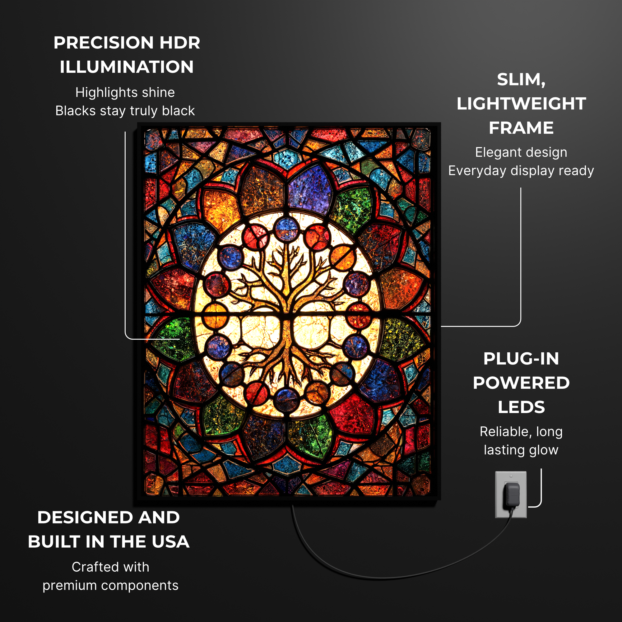 Tree of Life luminous wall art specifications Luminity