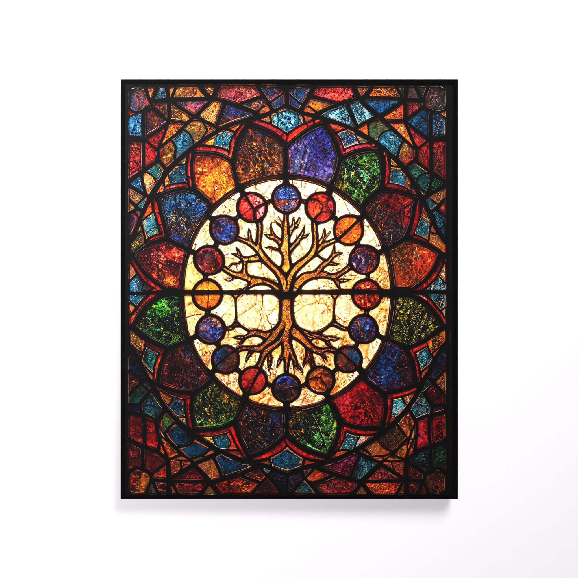 Tree of Life luminous wall art white frame Luminity